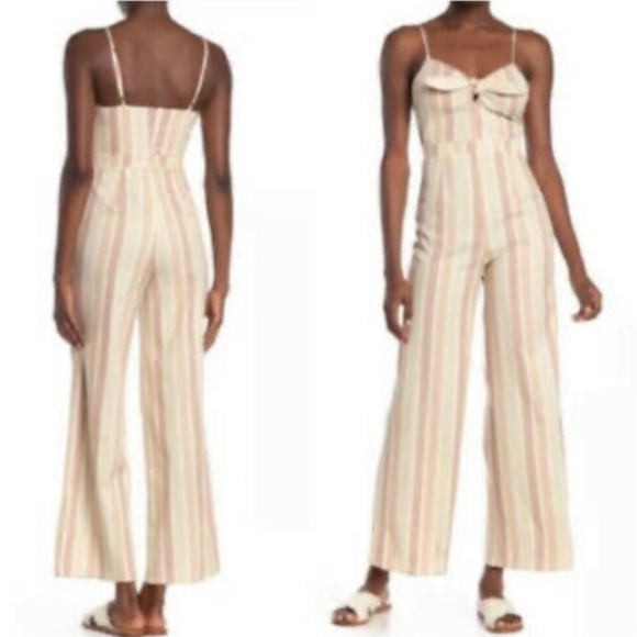 Striped Cream Jumpsuit - Picture 2 of 4